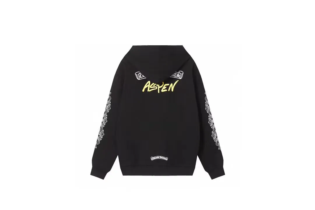 Q16—P230 -Chrome Hearts/Chrome Hearts printed zipper sweatshirt cardigan jacket -420 grams of high-density, high-quality wool, soft, delicate and skin-friendly, soft and silky to the touch, warm and skin-friendly -The hardware zipper accessories are all customized and full of details -Colour: black -Size: S M L XL